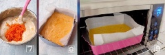 Trộn bột cùng cà rốt bào nhỏ. Cho toàn bộ hỗn hợp vào khuôn bánh, đem nướng bánh ở nhiệt độ 170°C trong 30 phút là có thể thưởng thức bánh.