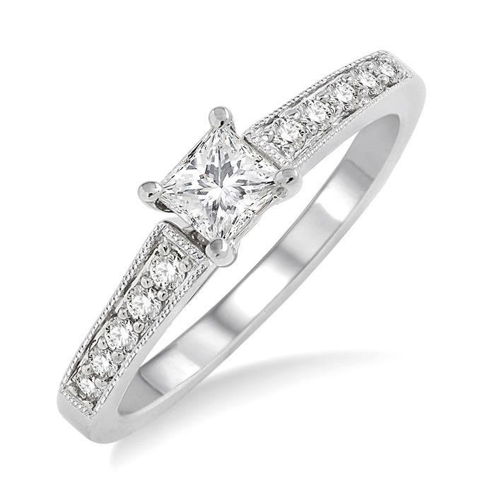Princess Shape Semi-Mount Diamond Engagement Ring