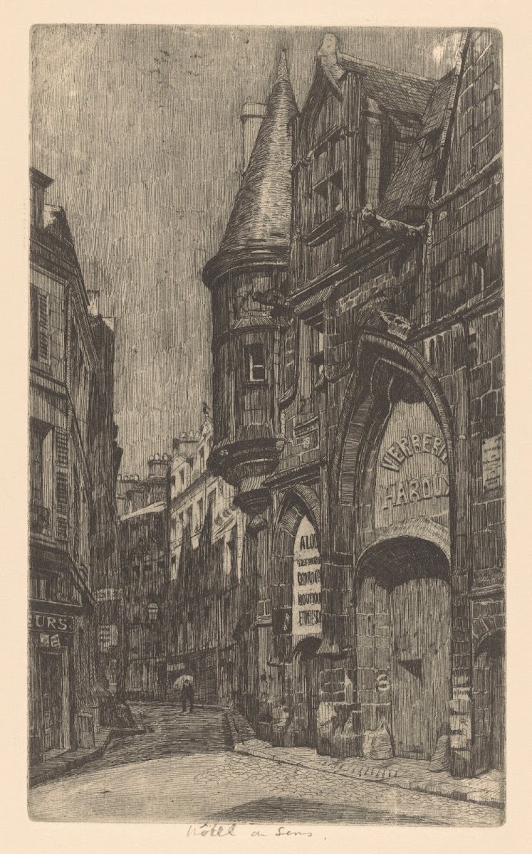 Street view with the Hôtel de Sens 20th century