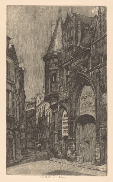 Street view with the Hôtel de Sens 20th century