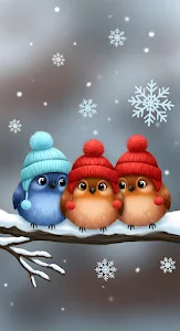 Adorable Fluffy Winter Birds Wearing Knitted Pom Pom Hats