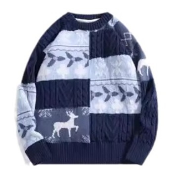 Lined knit sweater in Japanese retro style