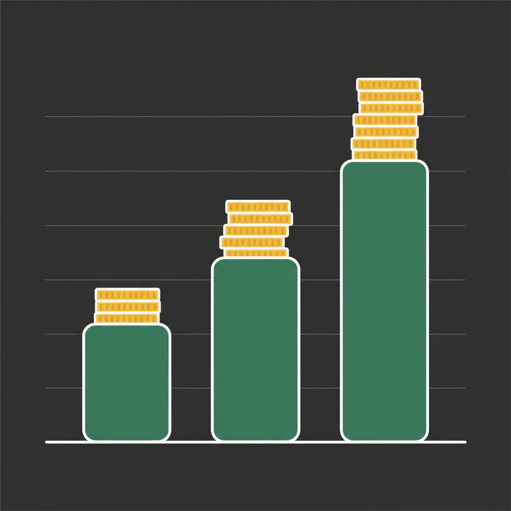 Minimalist 2D vector infographic three vertical bars comparing outcomes for 3 percent 6 percent and 8 percent investment scenarios how to begin investing with little money