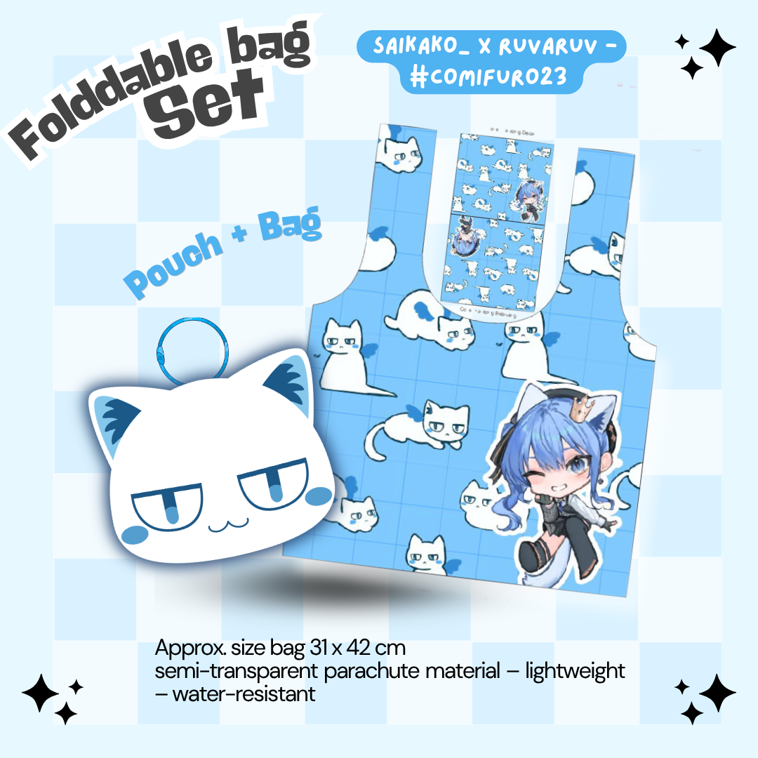 🐾Set Takoyaki Pouch and Foldable Bag - Hoshimachi Suisei by Saikako x Ruva