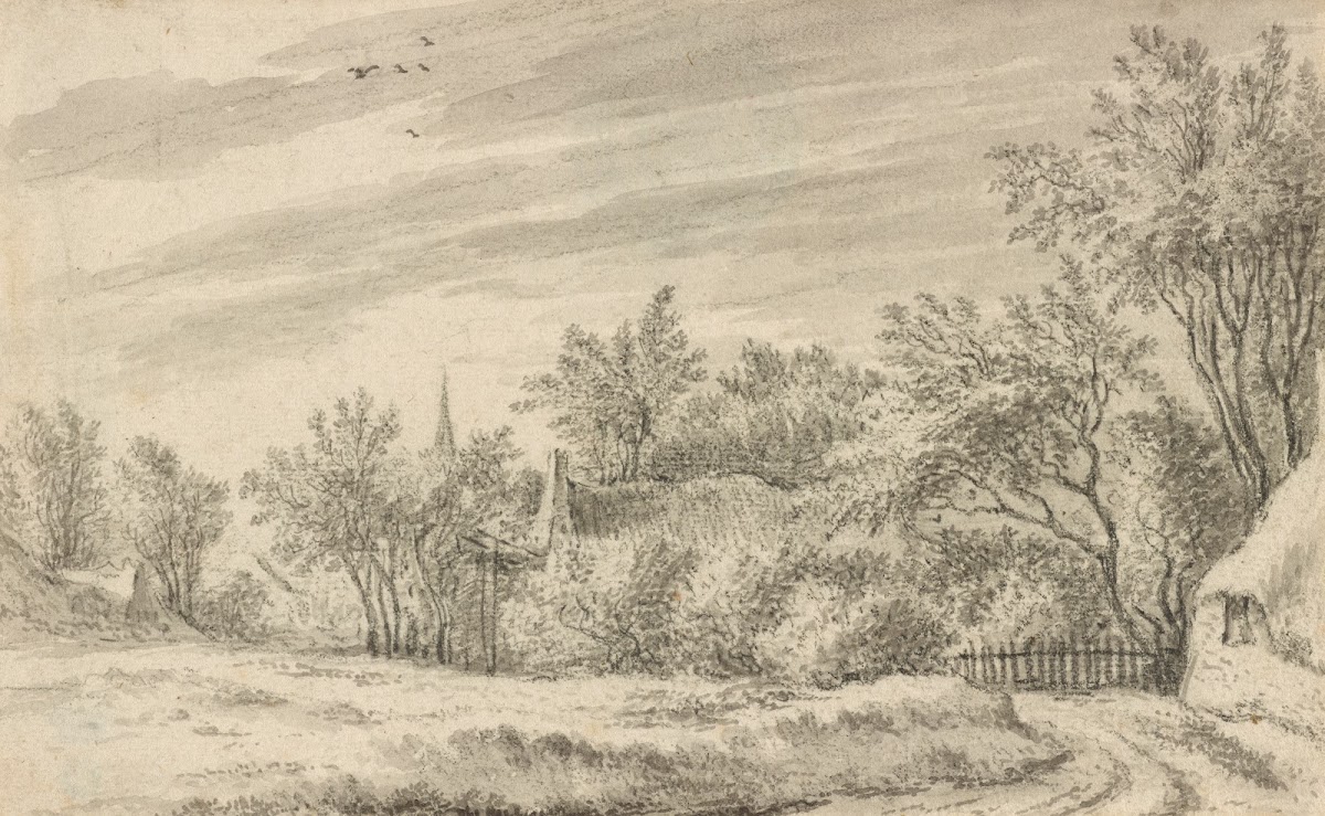 Village Path with Church Spire in the Distance 1650