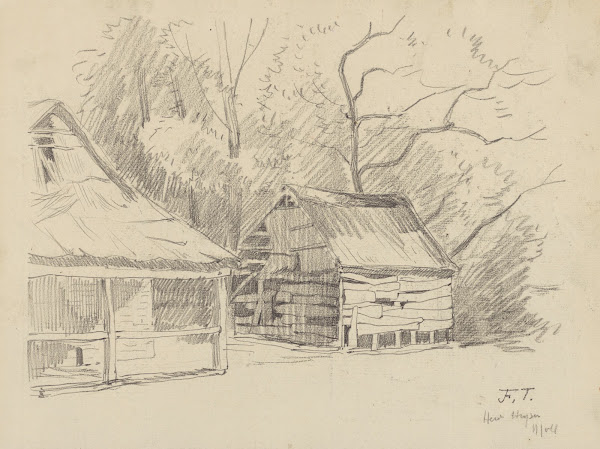 Croquis dune remise ou dune grange localisation illisible