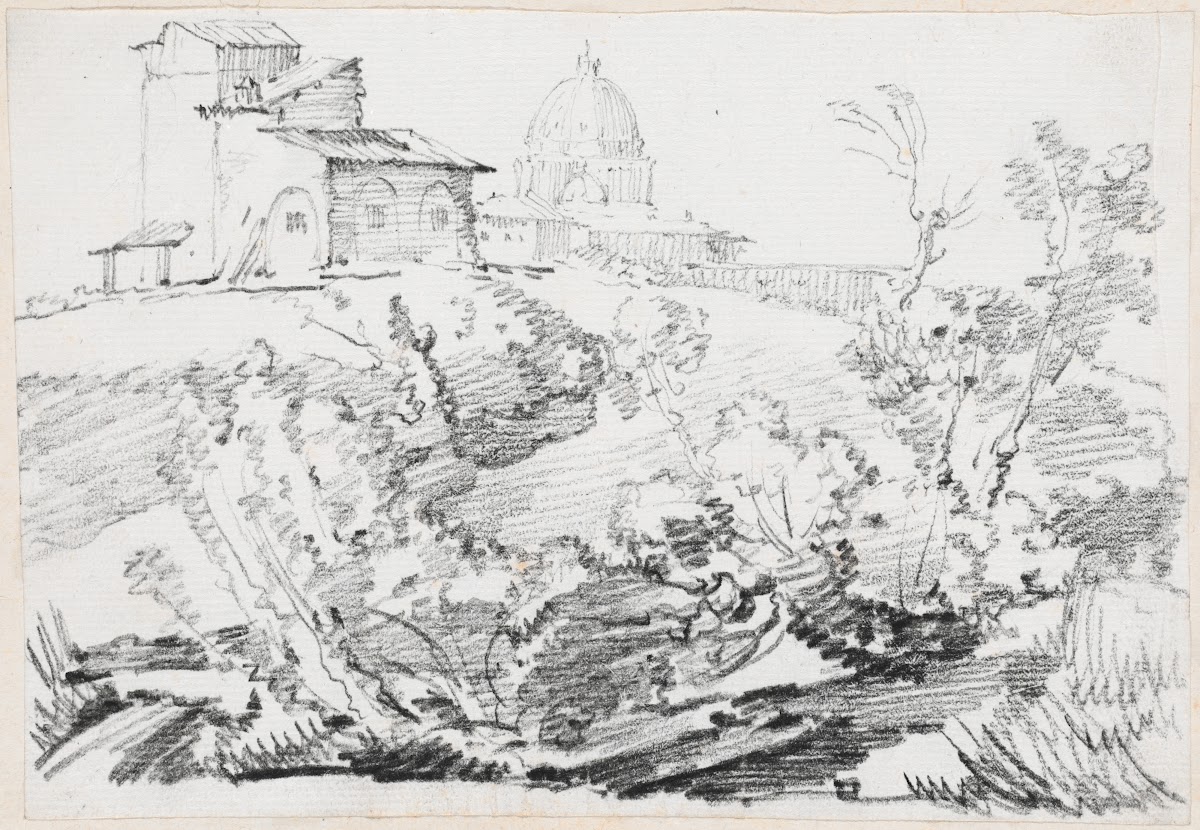 A Building on a Hill with Saint Peters in the Distance 1744 1750