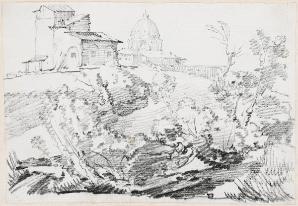 A Building on a Hill with Saint Peters in the Distance 1744 1750