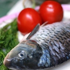 Cá chép khoảng cỡ 700g – 1kg. Cá moi ruột, cạo vảy, rửa sạch, khứa lưng cá.