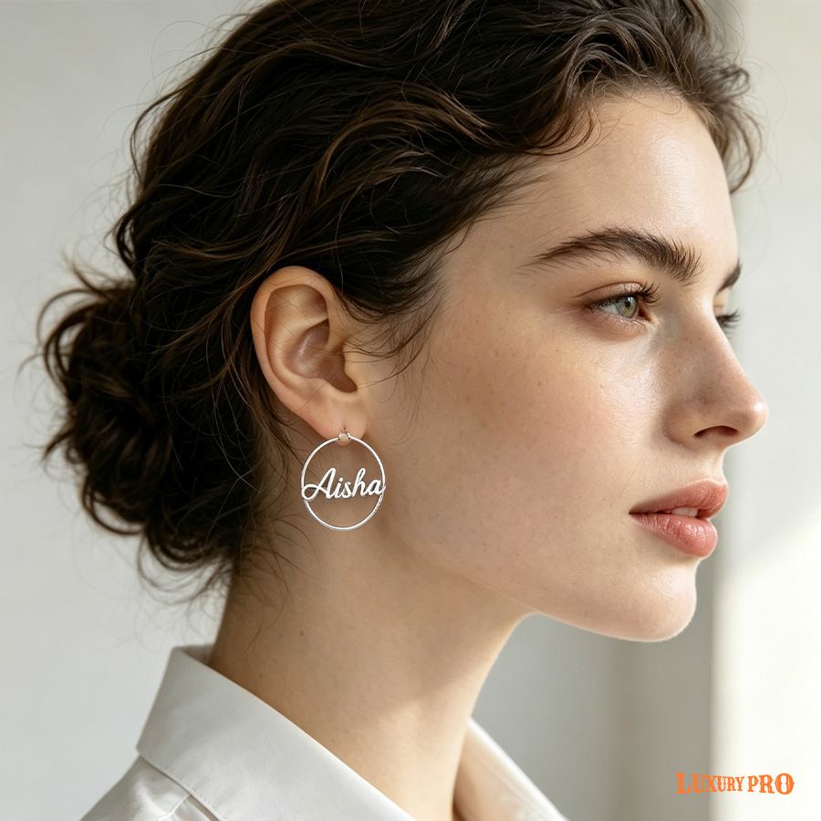Round Letter Earrings