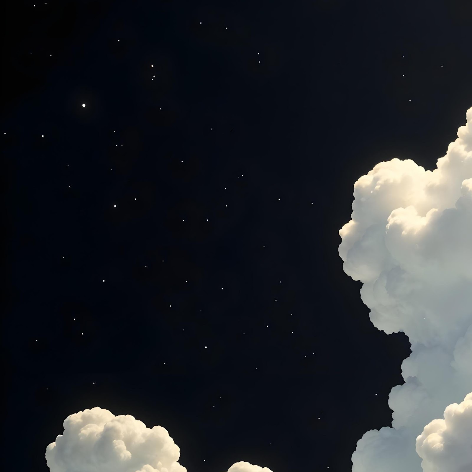 Download Starry Night Above Bright Clouds 2K iPhone