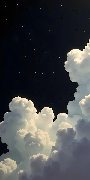 Starry Night Above Bright Clouds 2K iPhone Wallpaper Background