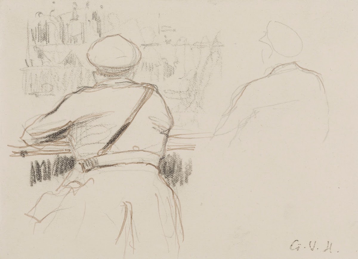 Militaire appuyé à un parapet vu de dos à droite croquis dun militaire de dos 19