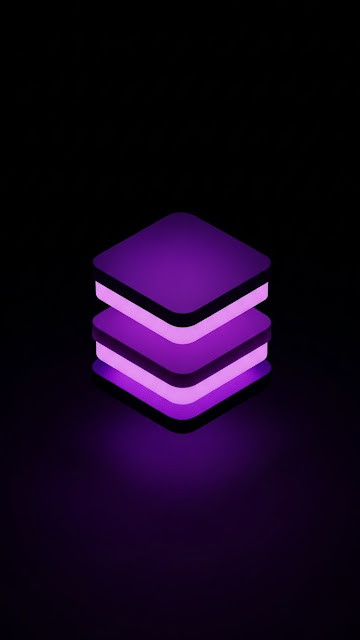 Minimalist 3D Render of Stacked Floating Purple Layers on Black - Free mobile Wallpaper