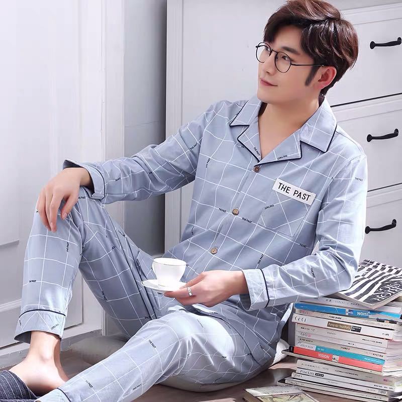 Herren-Pyjama-Set aus 100% Baumwolle, langärmelig