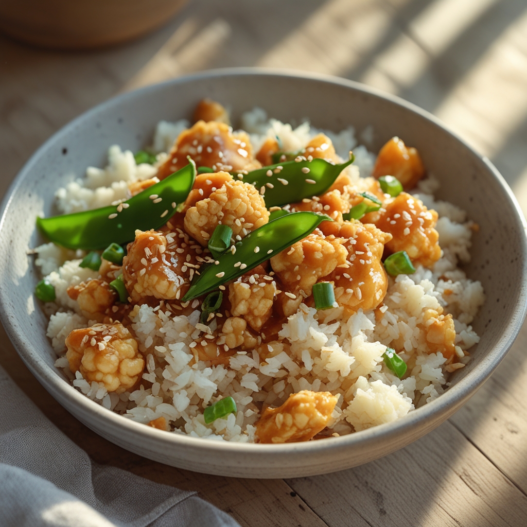 Sesame Chicken Cauliflower Rice Bowl