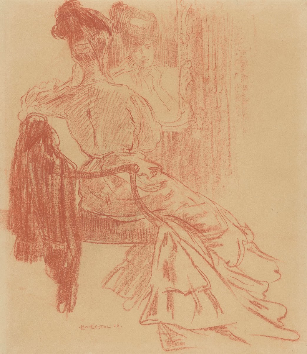 Zittende dame voor spiegel 1906