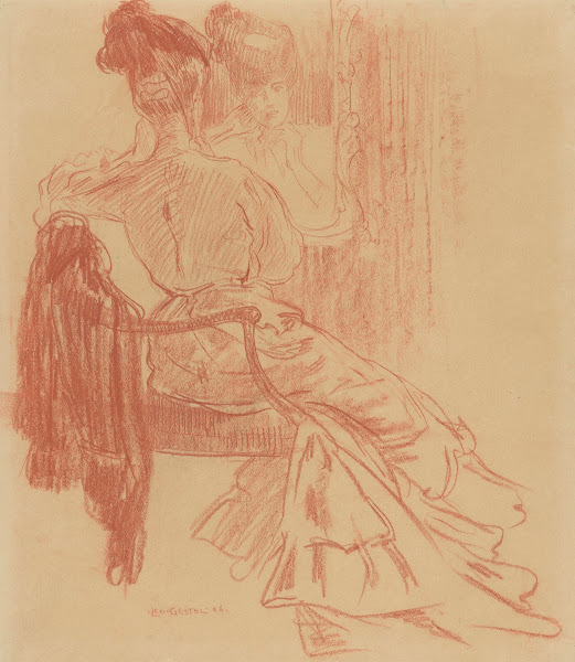 Zittende dame voor spiegel 1906