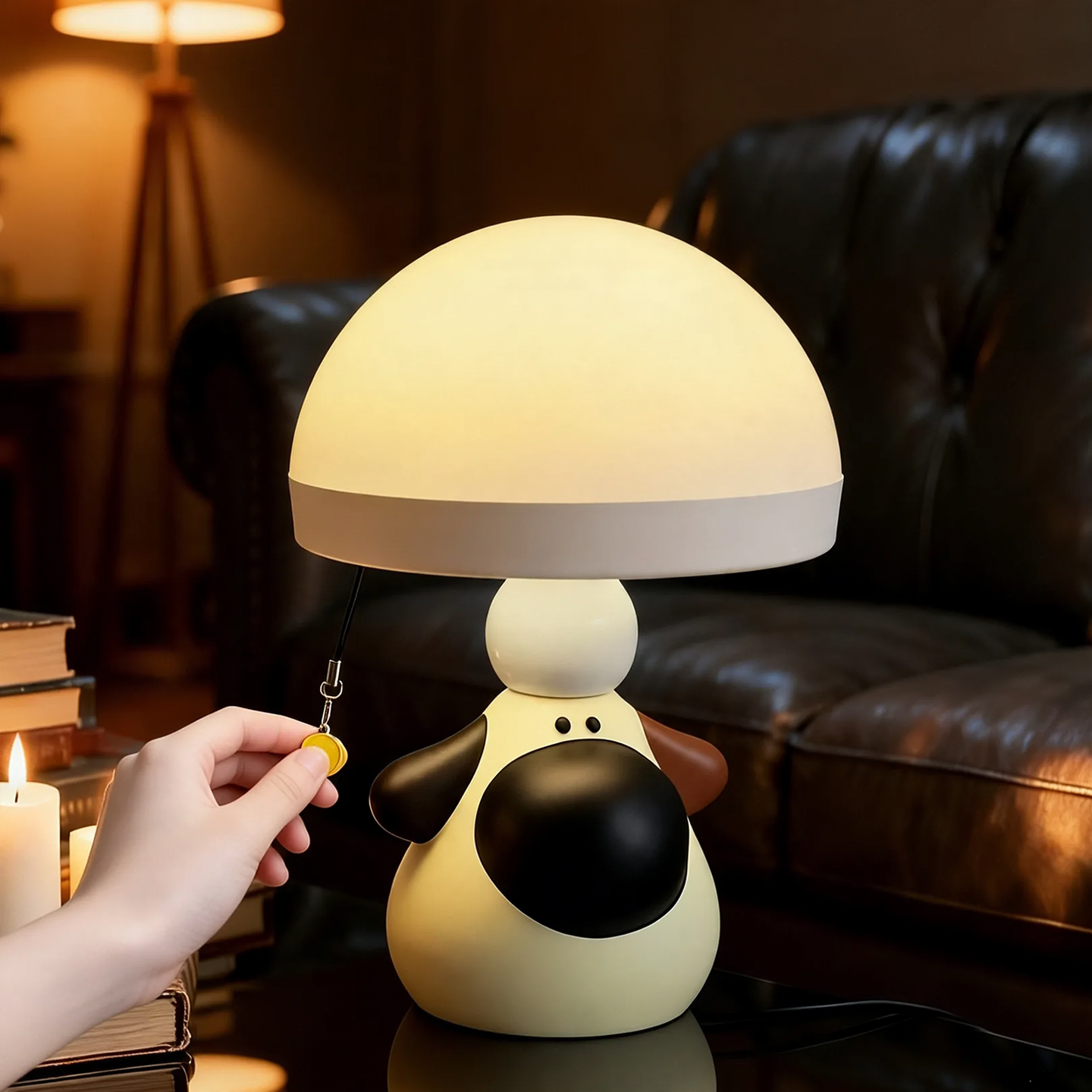 Hunde-Tischlampe mit großer Nase