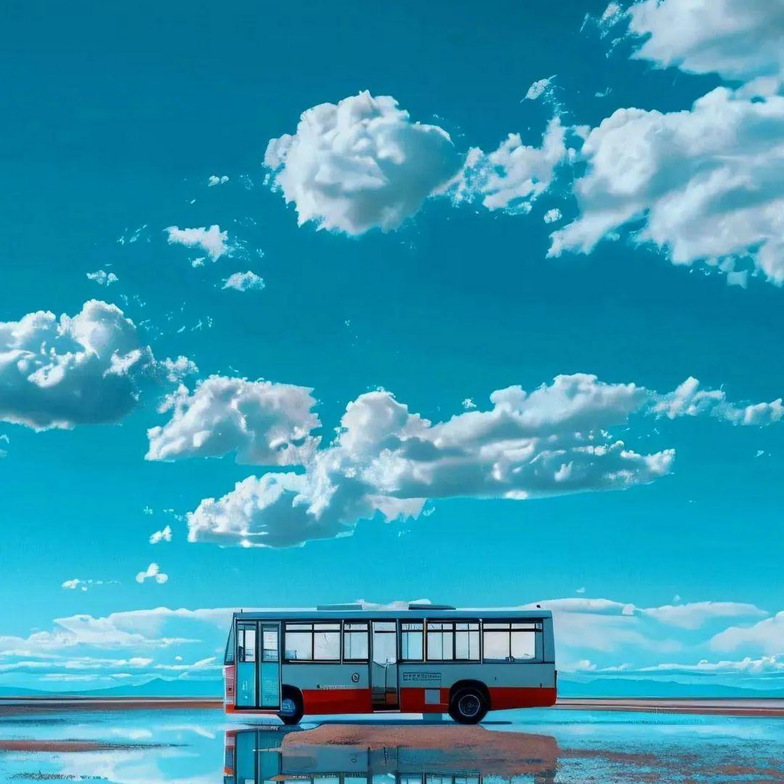 Download Bus Reflection on Salt Flat Full HD iPhone