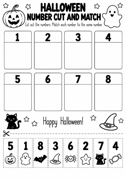 Halloween Number Cut and Match
