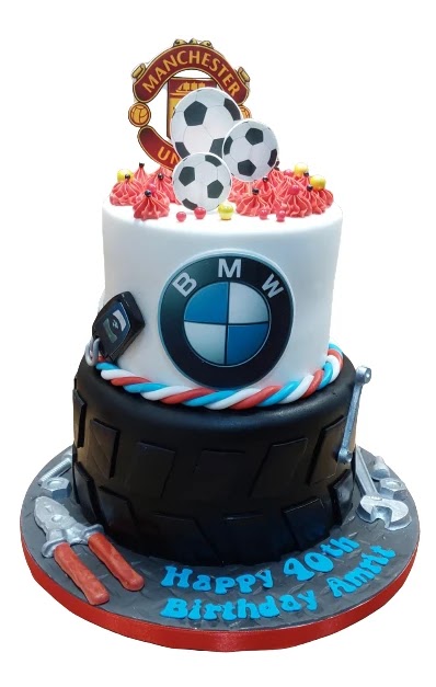BMW Manchester United 2 Tiered Birthday Cake CB-NC613