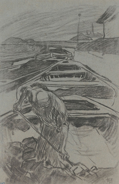 Arbeider in steenkoolschuit 19th century