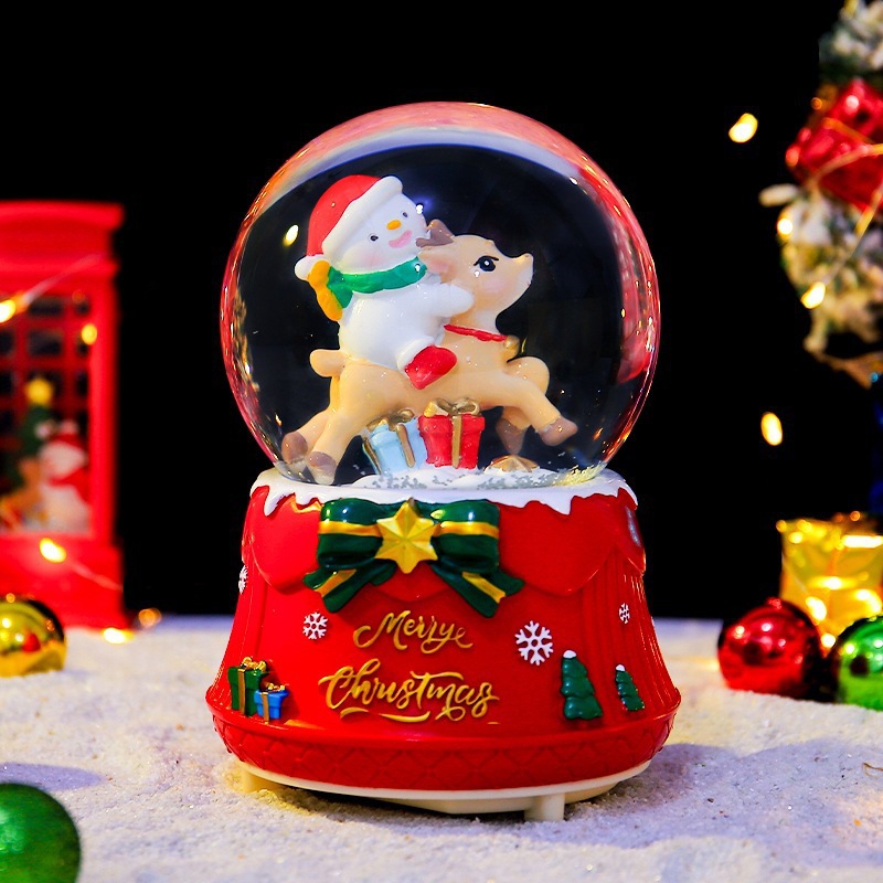 Christmas Glass Globe Music Box with Light