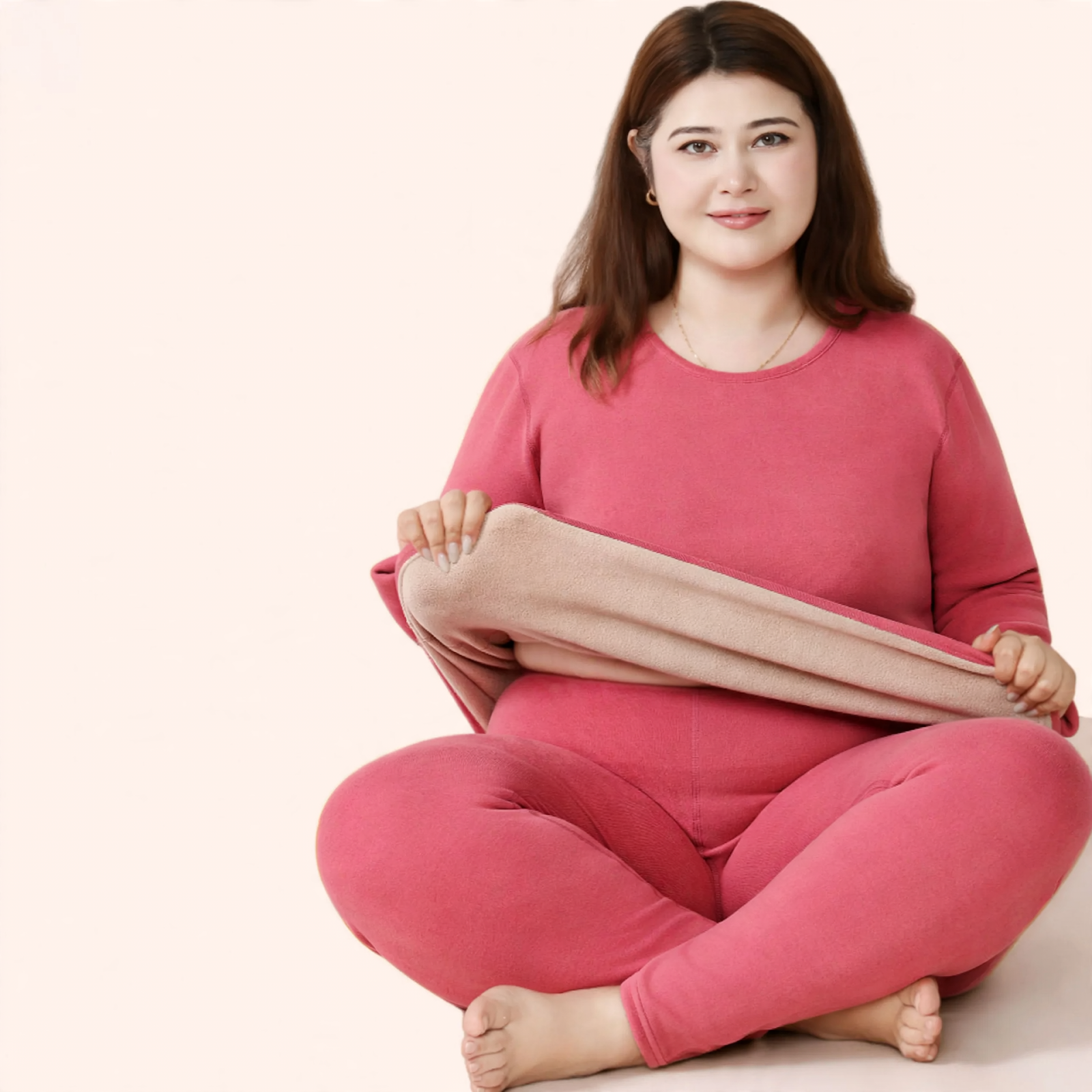 Thermal underwear set with lamb fleece, large sizes