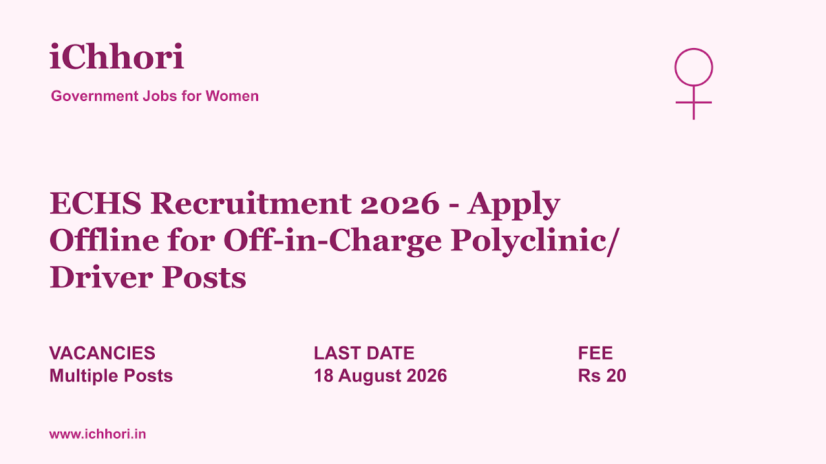 ECHS Recruitment 2026 - Apply Offline for Off-in-Charge Polyclinic/ Driver Posts - iChhori