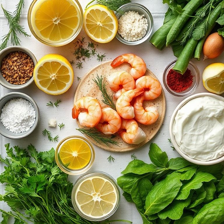 Ingredients for Easy Lemon Dill Shrimp Salad Recipe for Dinner: Quick & Tasty