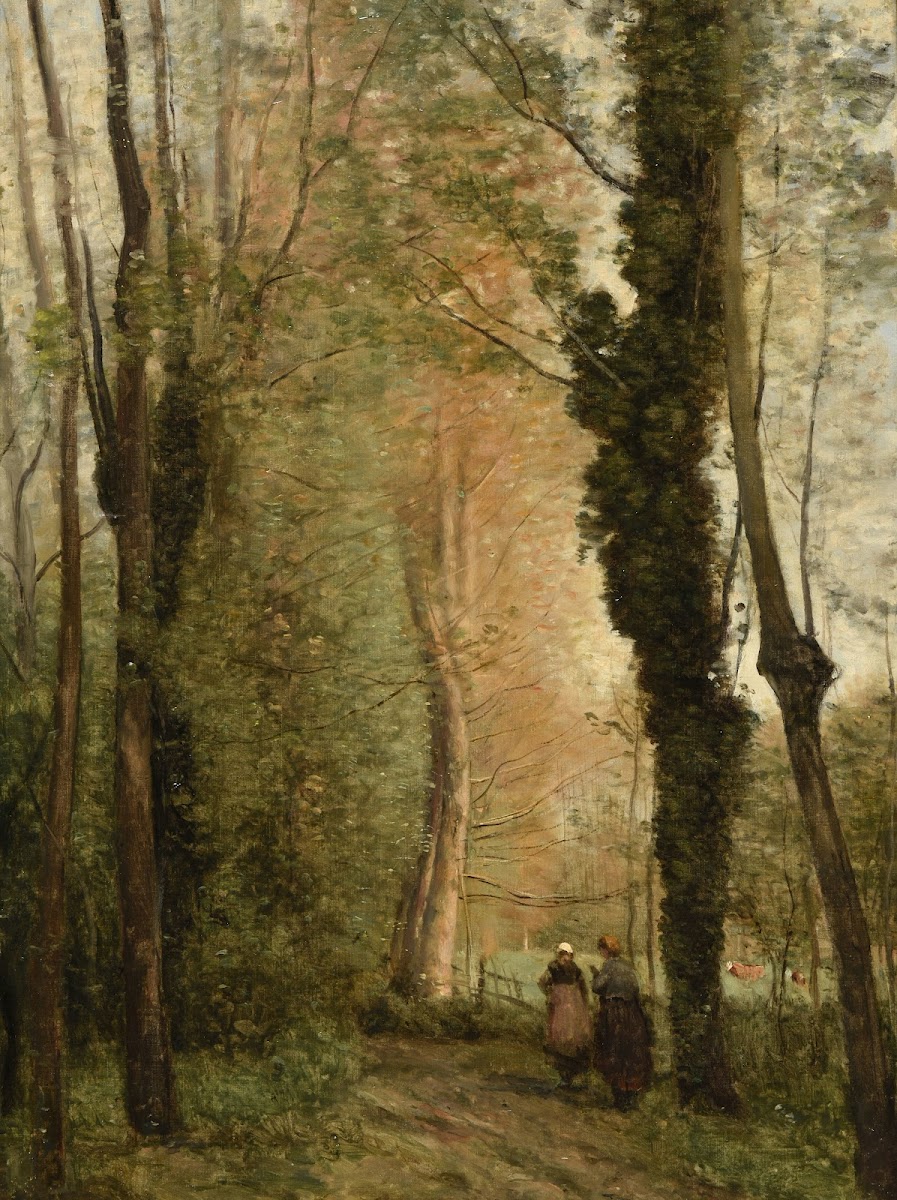 Un chemin sous les arbres au printemps 1860 1870