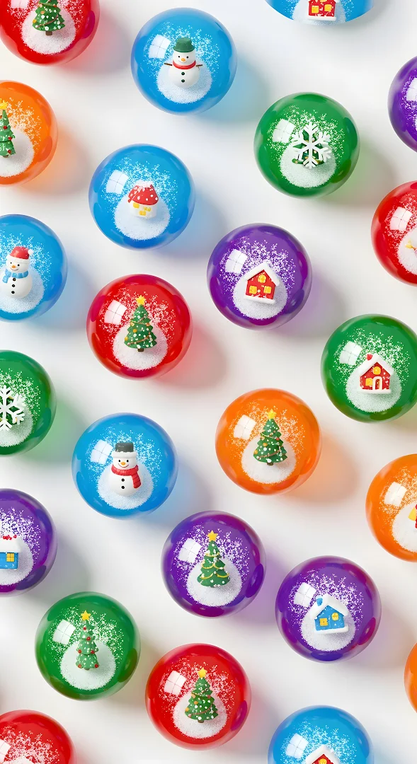 Colorful Miniature Snow Globe Ornaments Pattern