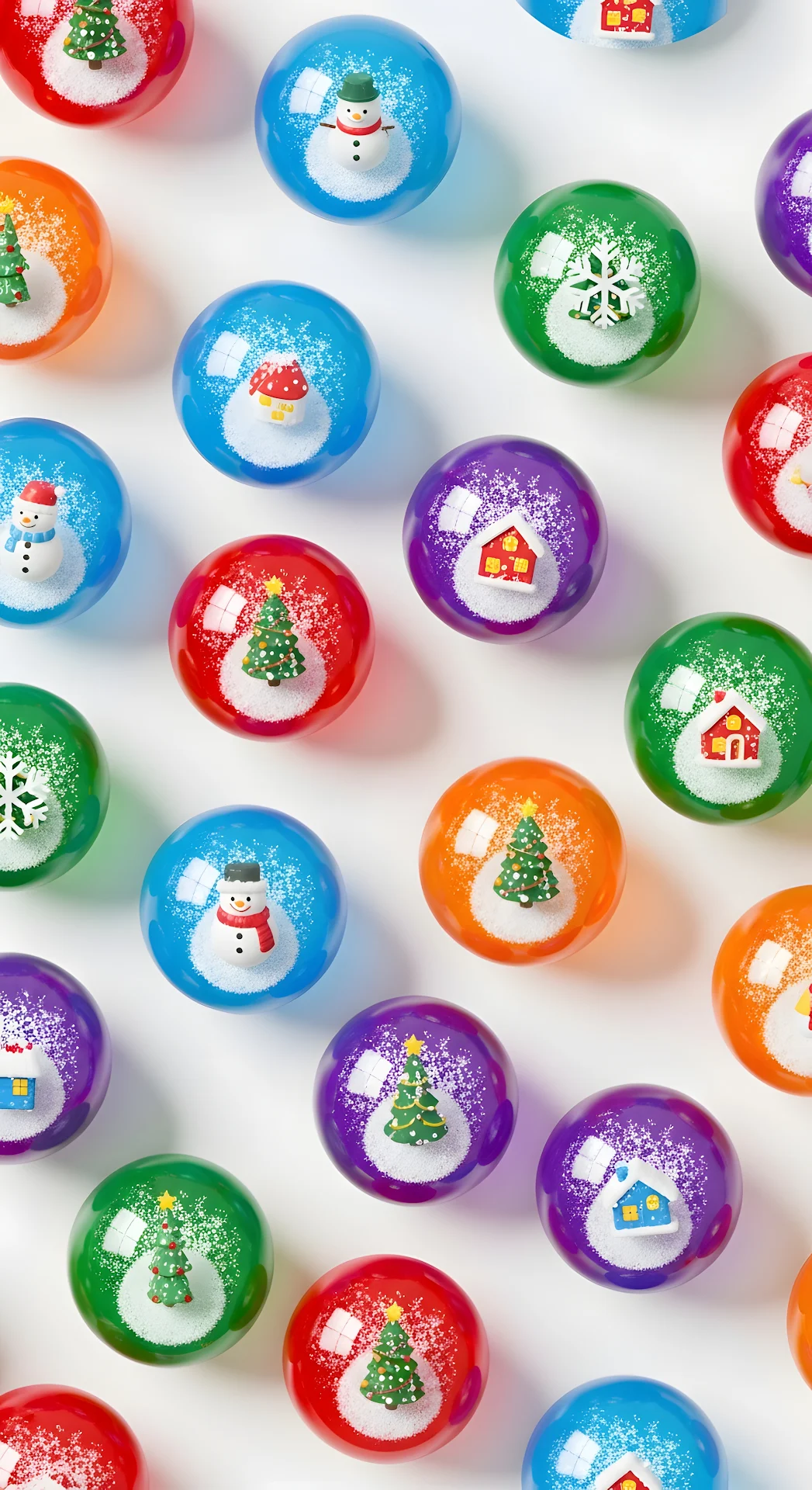 Colorful Miniature Snow Globe Ornaments Pattern - Free 4K mobile Wallpaper