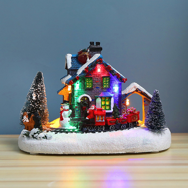 Beleuchtetes Weihnachts-Dorfhaus aus Kunstharz