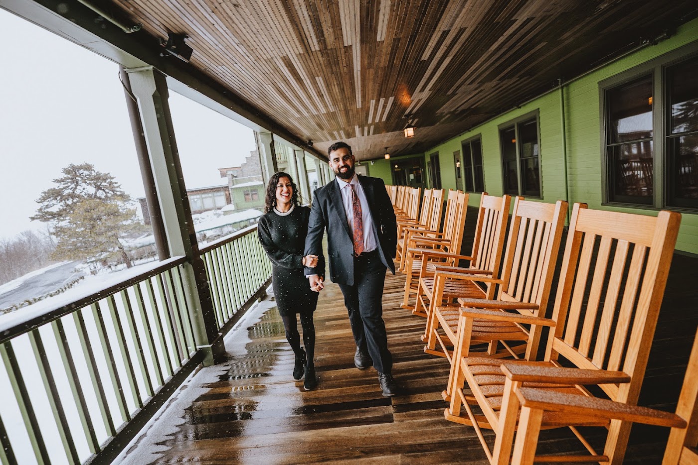 Priya and Sanjay on the veranda