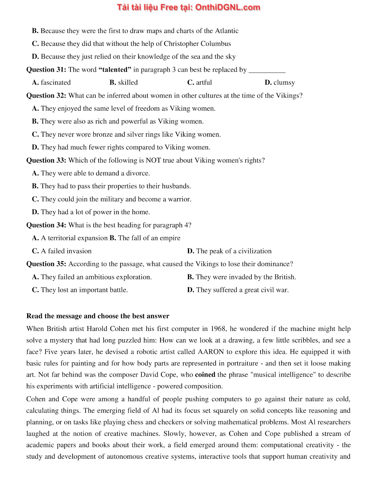 660 bài tập môn Tiếng Anh - Ôn thi ĐGNL ĐHBK Hà Nội Phần 10