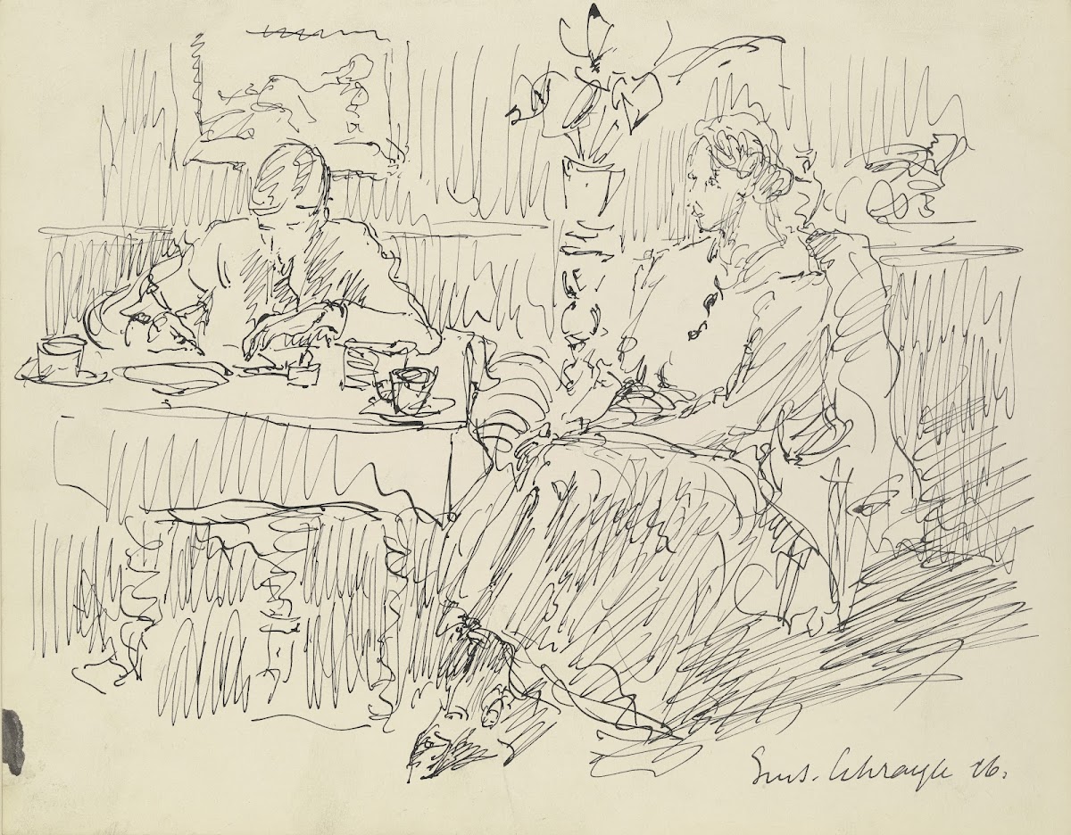 Dame und Herr am Kaffeetisch 1916