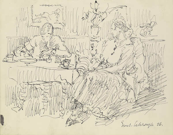 Dame und Herr am Kaffeetisch 1916
