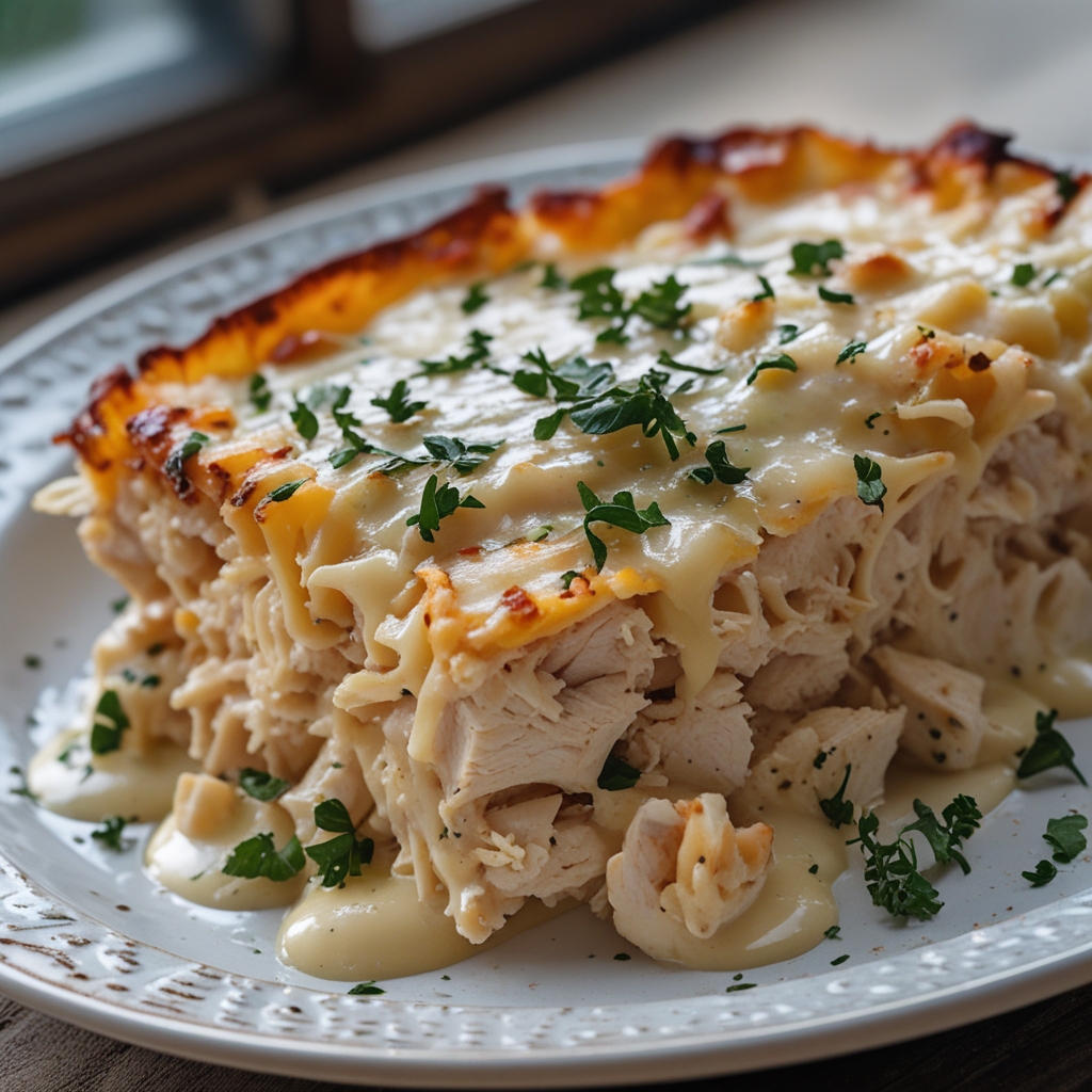High-Protein Chicken Alfredo Bake for Easy Low-Carb Meal Prep | Quick & Homemade finished