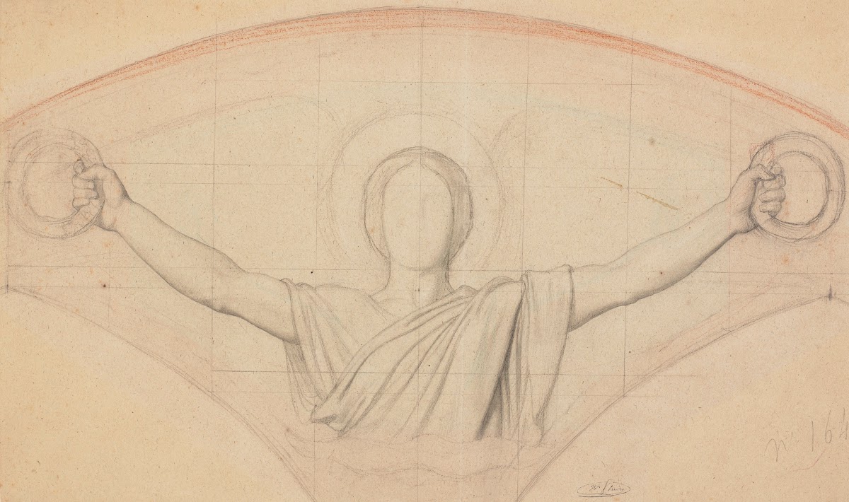 Study for an angel holding wreaths