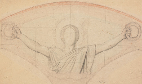 Study for an angel holding wreaths