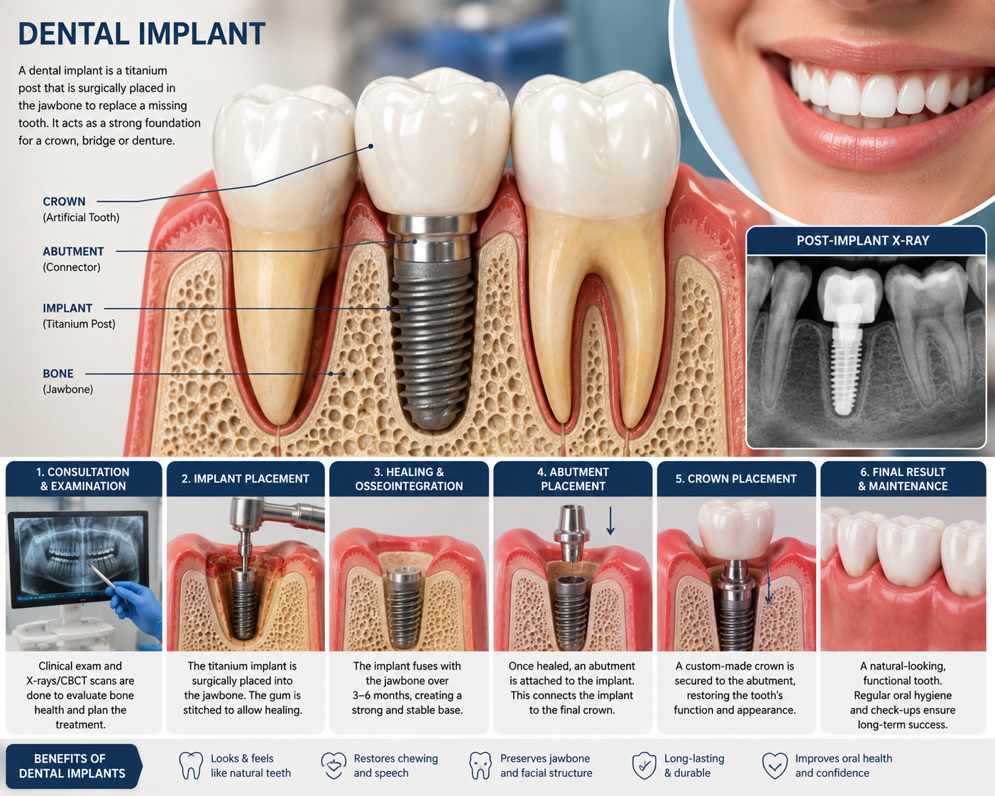 Titanium post dental implant solutions