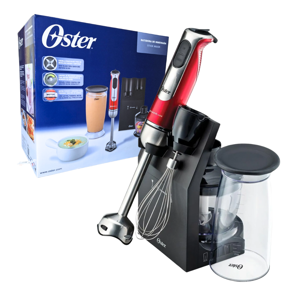 Set de Batidora Licuadora de Inmersión Desmontable Color Rojo Oster Fpsthb2801