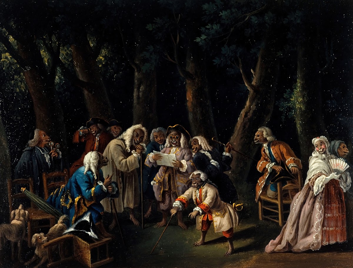Le Conseil des singes ou Les politiques au jardin des Tuileries 1740