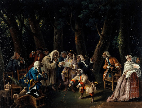 Le Conseil des singes ou Les politiques au jardin des Tuileries 1740