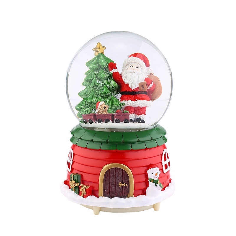 Weihnachtliche Schneekugel mit Musik und Licht