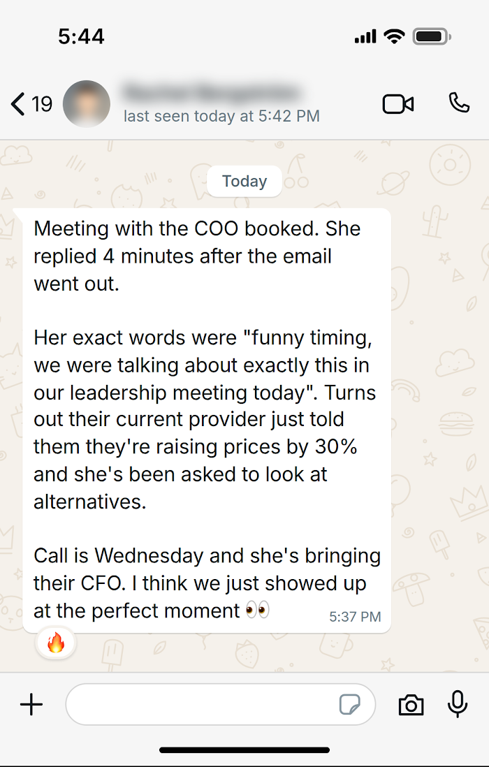 Client message on WhatsApp