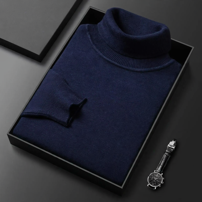 Men's Cashmere Sweater with Stand-Up Collar