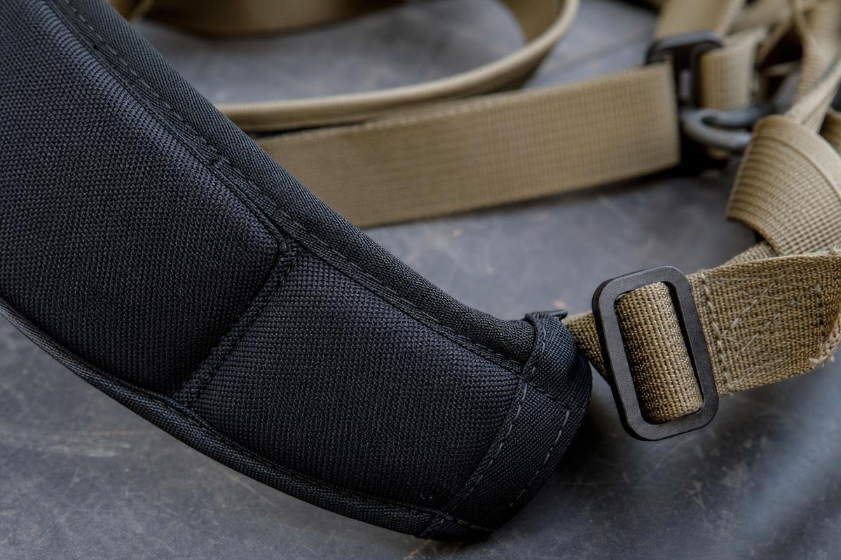 padded rifle sling materials and webbing inspection for AR-15 carry